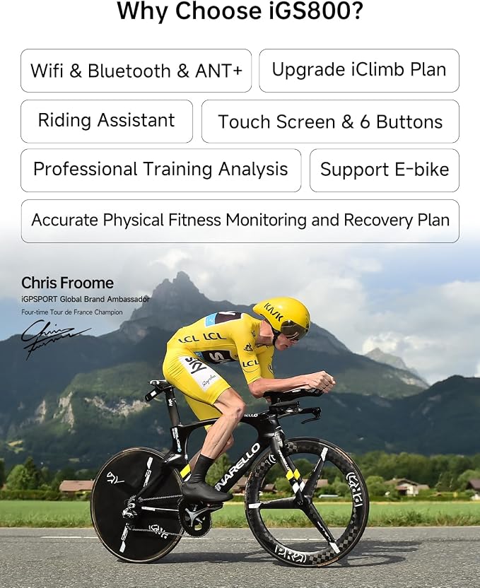 iGPSPORT iGS800 Bike Computer Touchscreen, 3.5'' Offline MAP Navigation WiFi - Image 2
