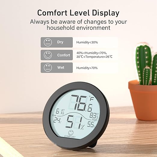 SECRUI Indoor Digital Hygrometer 3 Pack Room Thermometer and Humidity Gauge LCD - Image 2