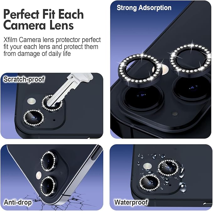 for iPhone 14 / iPhone 14 Plus Camera Lens Protector Bling, 9H Hardness - Image 3