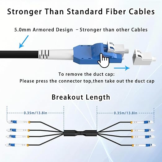 1000M/3281FT LC to LC Armored Outdoor Fiber Optic Cable, Single Mode Duplex - Image 7
