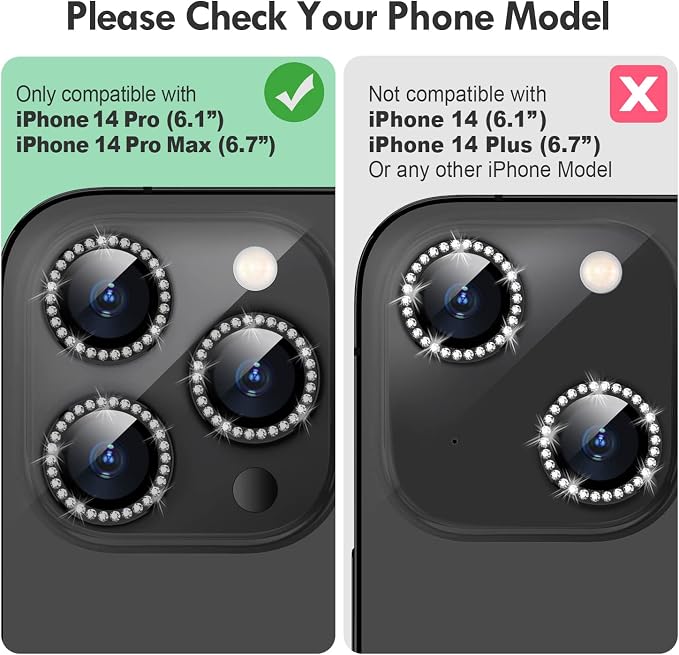 for iPhone 14 Pro/14 Pro Max Camera Lens Protector Bling, 9H Hardness - Image 2