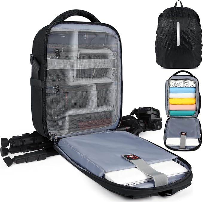RAINSMORE Camera Backpack for DSLR SLR Mirrorless Cameras by RAINSMORE
