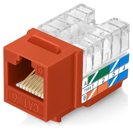 Everest 90° Angled RJ45 Cat6 Keystone Jacks 100-Pack in Orange - Image 8