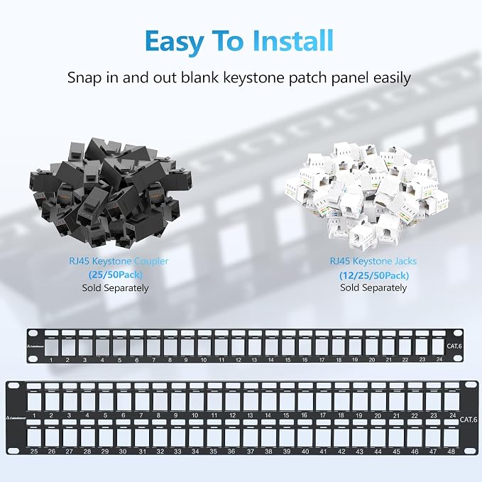 CableGeeker 24 Port Blank Keystone Patch Panel - Image 2
