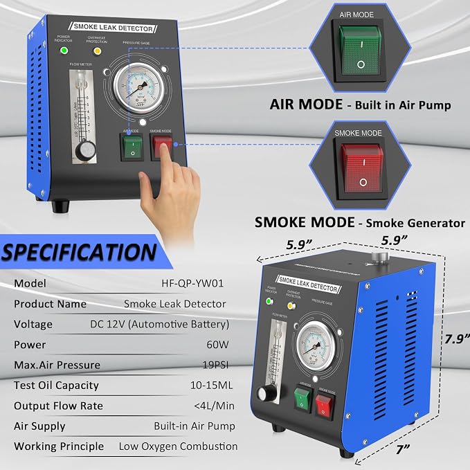Smoke Machine Automotive Leak Detector Built in Air Pump, EVAP Smoke Machine - Image 6
