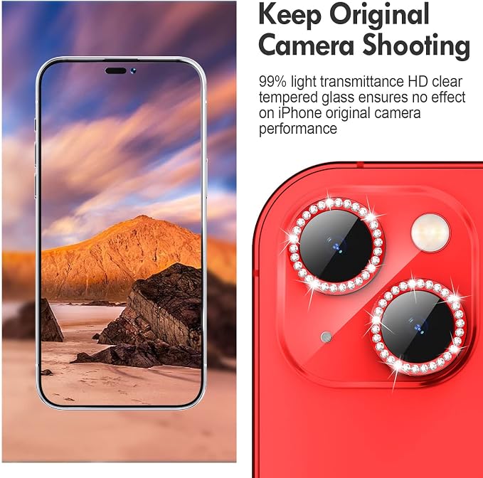 for iPhone 14 / iPhone 14 Plus Camera Lens Protector Bling, 9H Hardness - Image 4