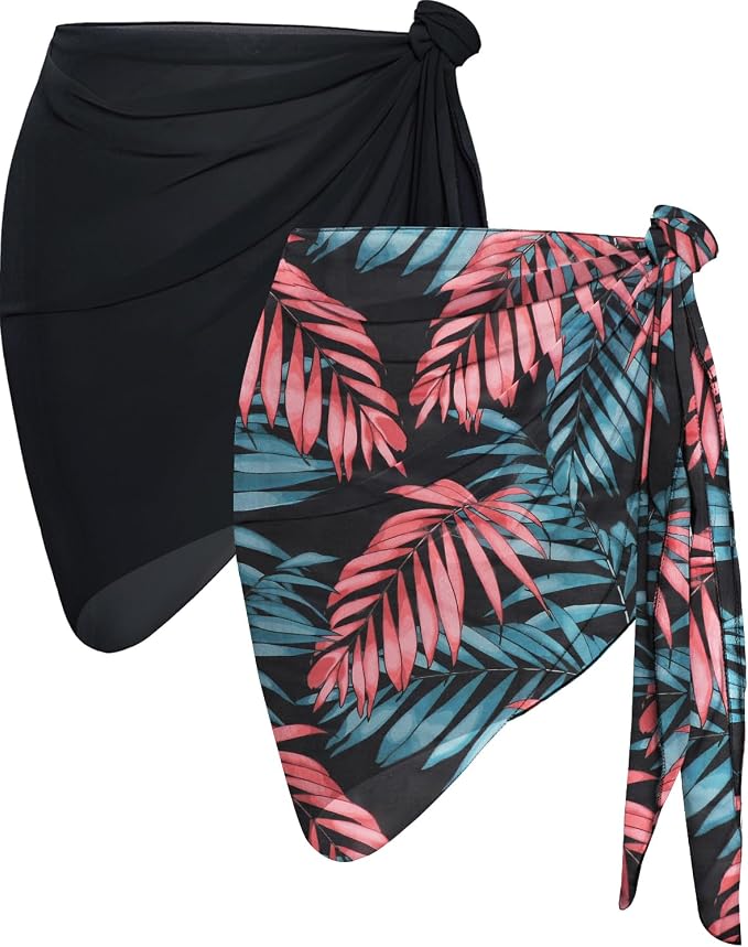 CHICGAL 2 Pieces Women Beach Sarong Bathing Suit Wrap Skirt Sheer Bikini by CHICGAL