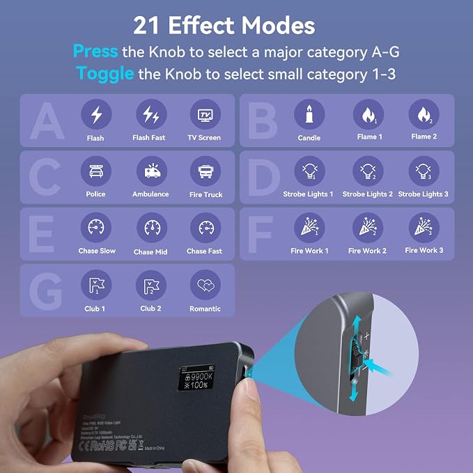 P96L RGB Video Light by SmallRig, Portable Metal LED Camera Light, 2500-8000K - Image 5