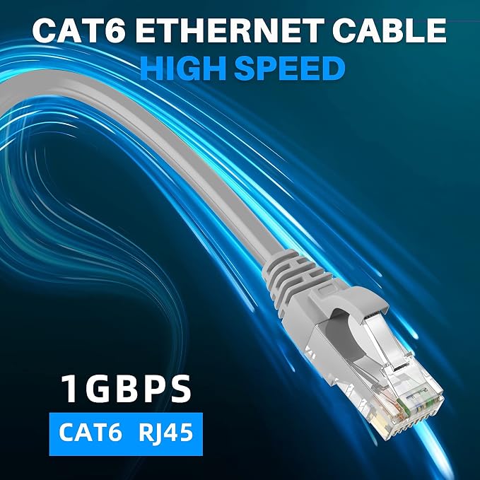 Adoreen Cat 6 Ethernet Cable 250 Ft-Gray, Outdoor & Indoor Snagless Long Round - Image 5