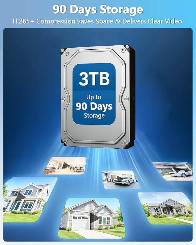 【90 Days Storage & 130° Wide Angle】 Wireless Security Camera System, Wireless - Image 4