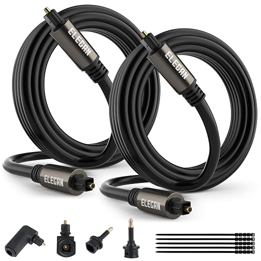 Elecan Optical Audio Cable 6 Ft/2 Pack Digital Audio Toslink Cable Cord-Fiber by Elecan