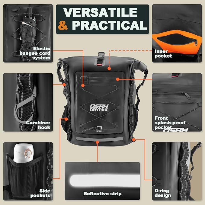 OSAH DRYPAK Waterproof Backpack Dry Bag 35L/55L/85L – Heavy Duty Roll-Top - Image 3