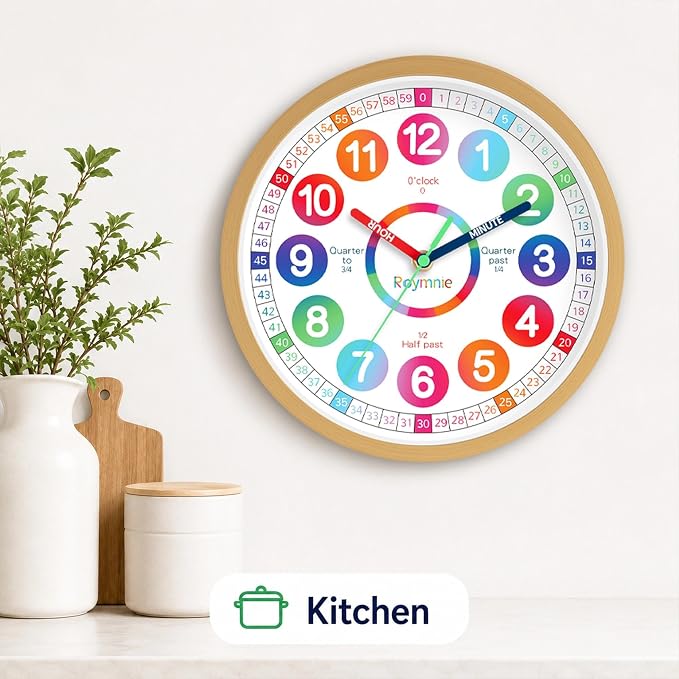 Roymnie Wall Clock Battery Operated 10 Inch Silent Non Ticking Teaching Clock - Image 8