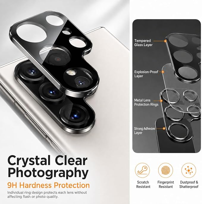 2 Pack for Galaxy S22 Ultra Privacy Screen Protector, 2 Pack Camera Protector - Image 8