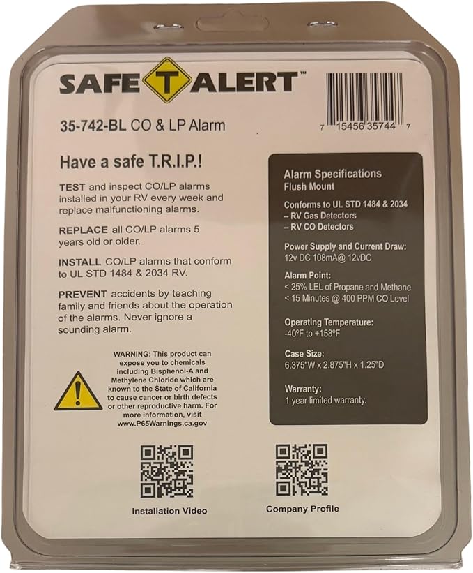 Safe T Alert - Dual LP/CO Alarm - Flush Mount Black - 35-742-BL - Image 4