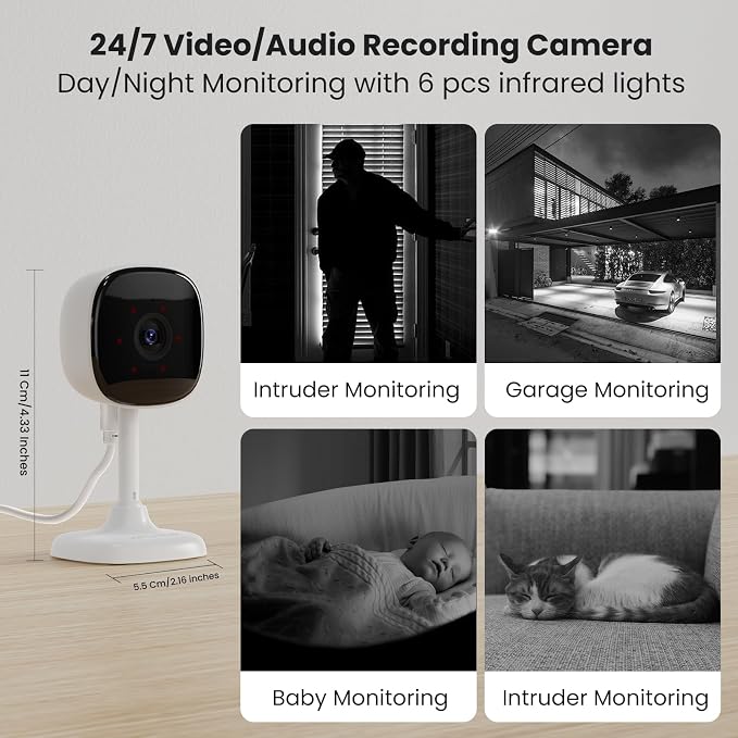 AMOROM 2 Pack 1080P Indoor Wired Security Cameras, Home Indoor Cameras - Image 7