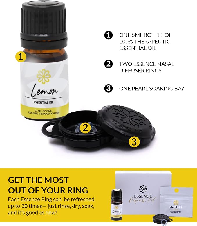 Essence Wearable Aromatherapy Nasal Diffuser – Lemon Essential Oil Nose Ring - Image 4