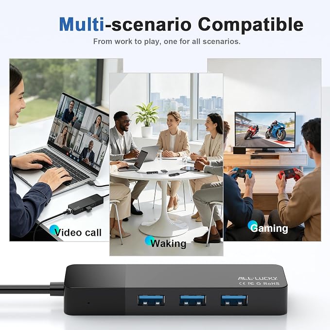 ALL-LUCKY USB to Ethernet Adapter, 4 in 1 USB C to Ethernet Adapter Hub - Image 4