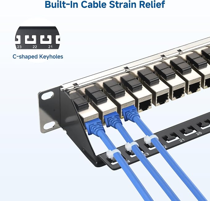 Cable Matters 1U 19-Inch 24-Port 10Gbps Cat6A Ethernet Patch Panel - Image 4