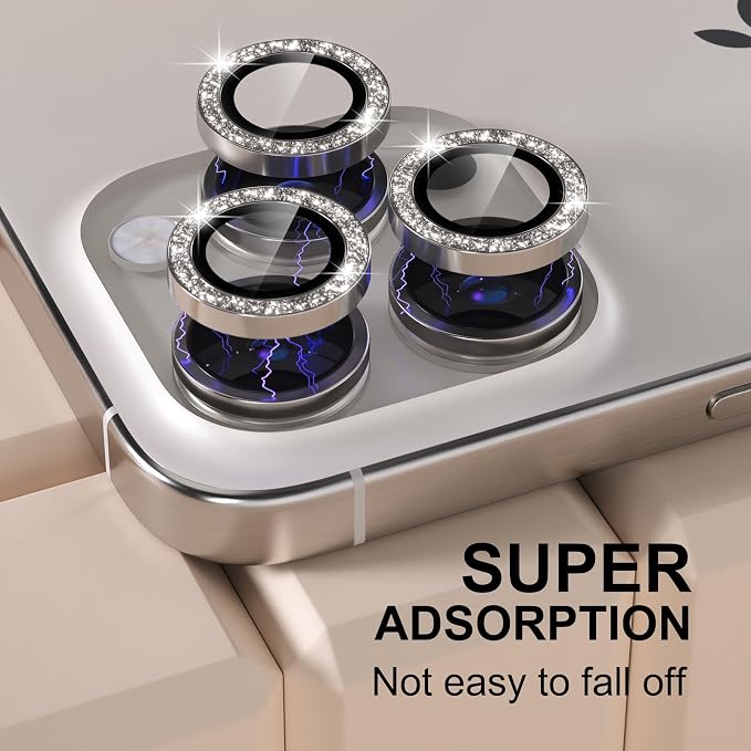 Misea Compatible for iPhone 16 Pro/iPhone 16 Pro Max Camera Lens Protector Bling - Image 6