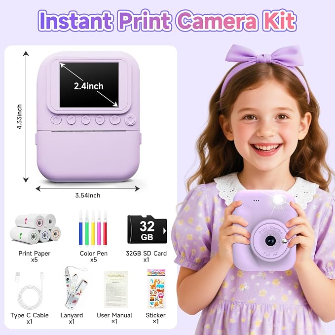 Kids Camera Instant Print, Portable Toddler Camera Toys - Image 7