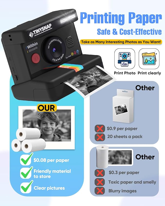 Instant Print Camera for Kids, Dual Len Kids Cameras - Image 5