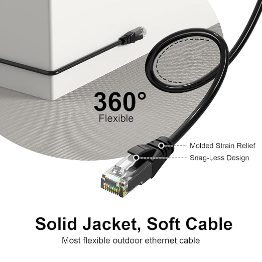 Jadaol Cat6a Ethernet Cable 10 ft, Slim 10G 550MHz 28AWG Patch Cable, Snagless - Image 4