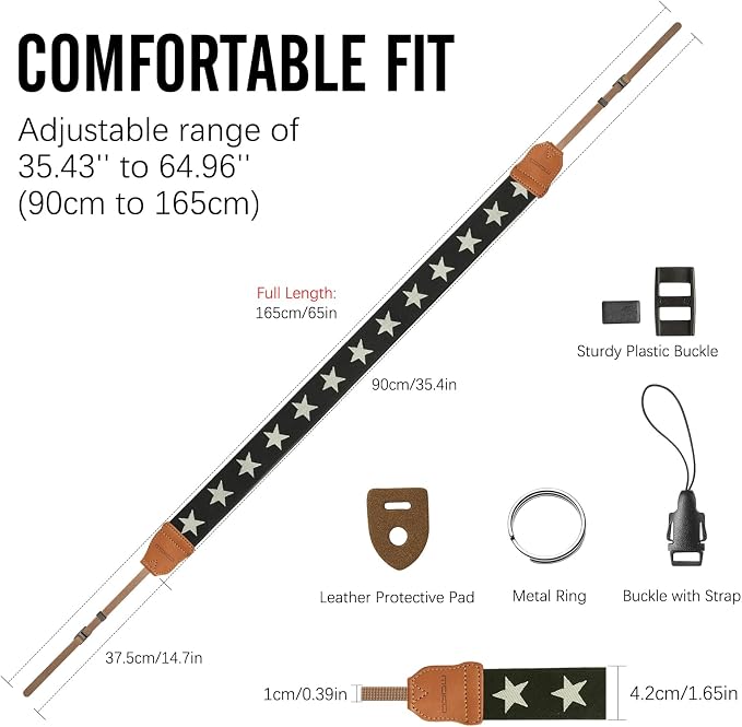 MoKo Camera Strap, Cotton Vintage Embroidered Camera Strap, Adjustable Neck & - Image 5