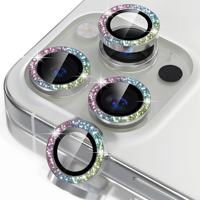 Misea Compatible for iPhone 16 Pro/iPhone 16 Pro Max Camera Lens Protector Bling by Misea