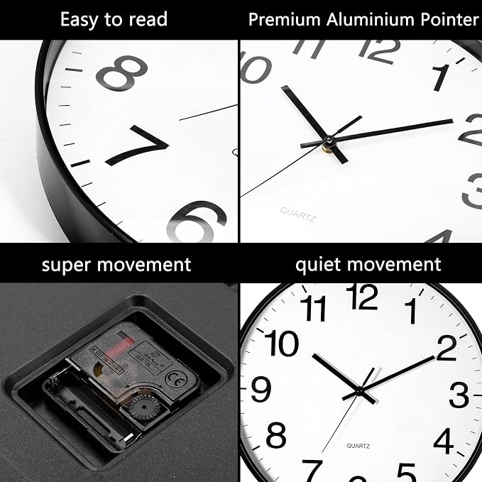 Inbagi 8 Pcs Wall Clock Large Silent Battery Operated Wall Clocks Modern Non - Image 5
