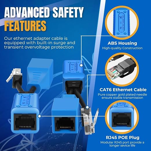 TNP RJ45 Ethernet Cable Combiner/Splitter Kit, 2 Male to 1 Female & 1 Male to 1 - Image 6