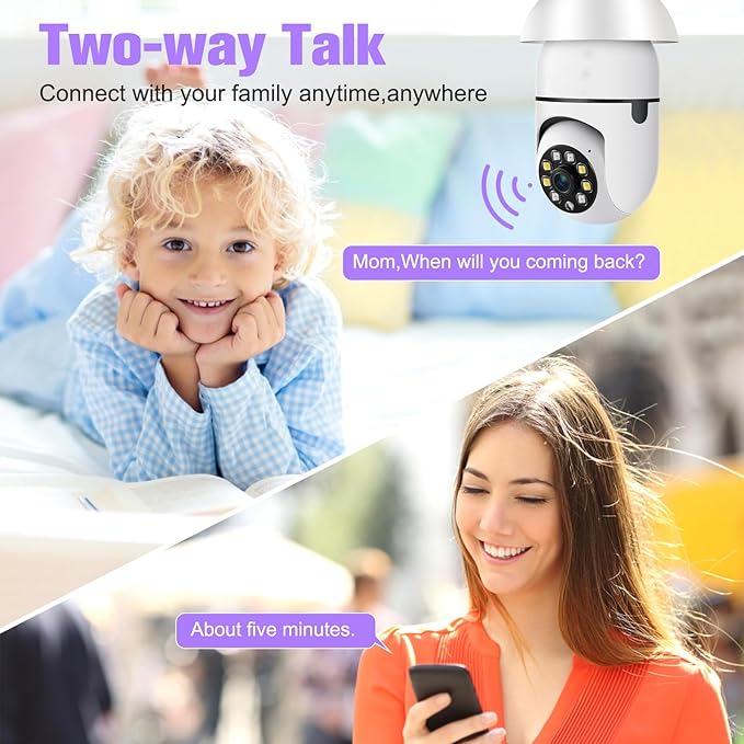 Security Camera Indoor Wireless WiFi Outdoor Home E27 360 Degree Panoramic Home - Image 4