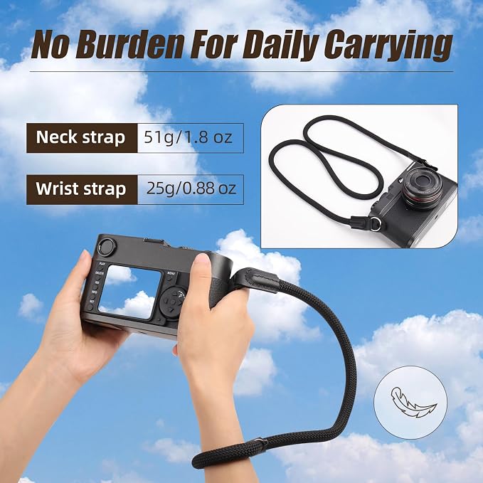 ARVOK 2 Pack Camera Strap with Camera Wrist Strap, 110cm Climbing Rope Camera - Image 6