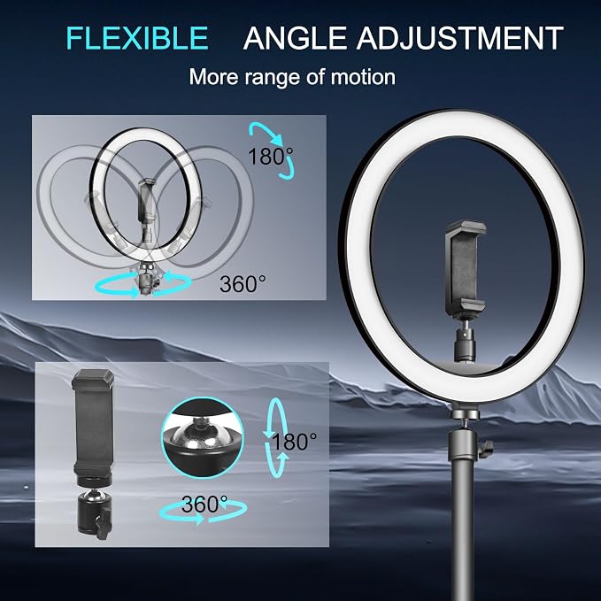 10" Selfie Ring Light with 10" Stand and 60" Selfie Stick, 3 Color Light - Image 6