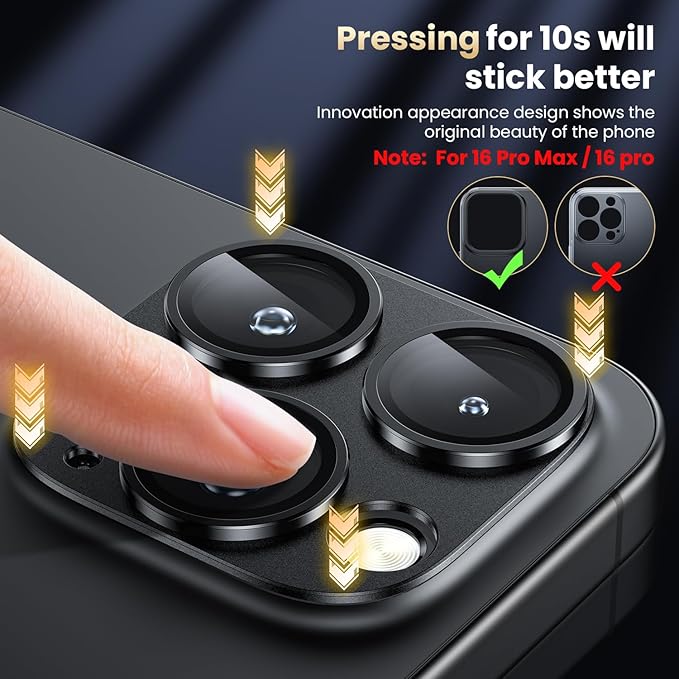 WSKEN for iPhone 16 Pro/iPhone 16 Pro Max Camera Lens Protector, Metal Aluminum - Image 3