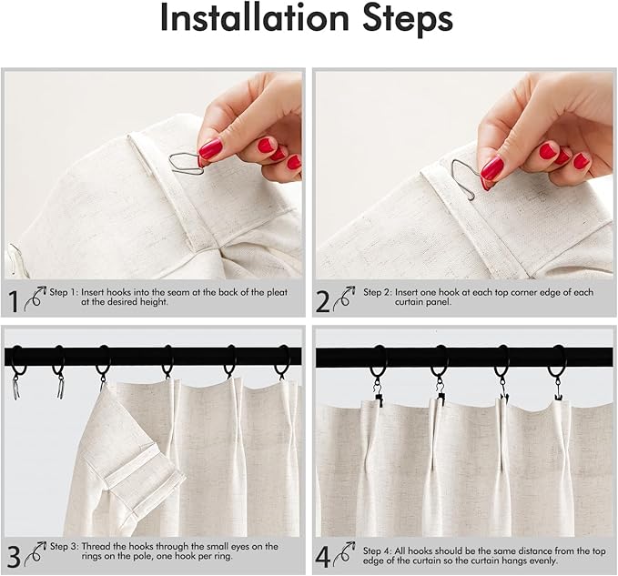 Memory Trained Pinch Pleated Curtains 132 Inches Long, Viral Linen Pinch Pleat - Image 3