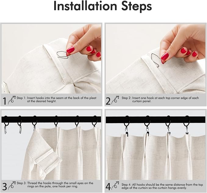 Memory Trained Pinch Pleated Curtains 80 Inches Long, Viral Linen Pinch Pleat - Image 3