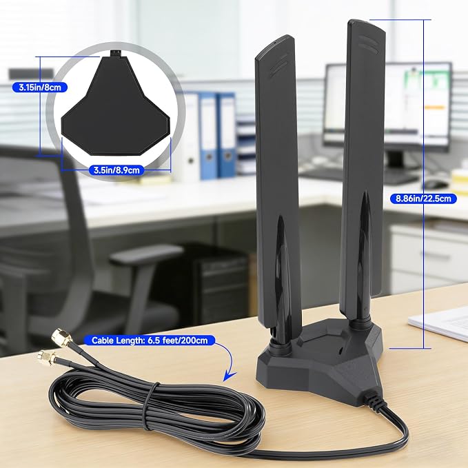 Eightwood WiFi 7 Antenna Tri-Band 6GHz 5GHz 2.4GHz RP-SMA Antenna - Image 6