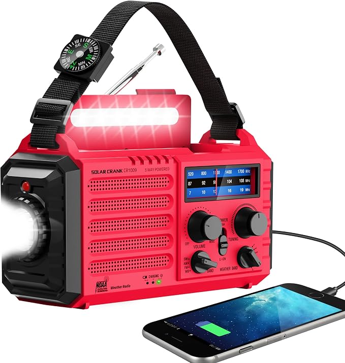 Emergency Weather Radio Solar Hand Crank Battery Operated Portable AM FM by Eoxsmile