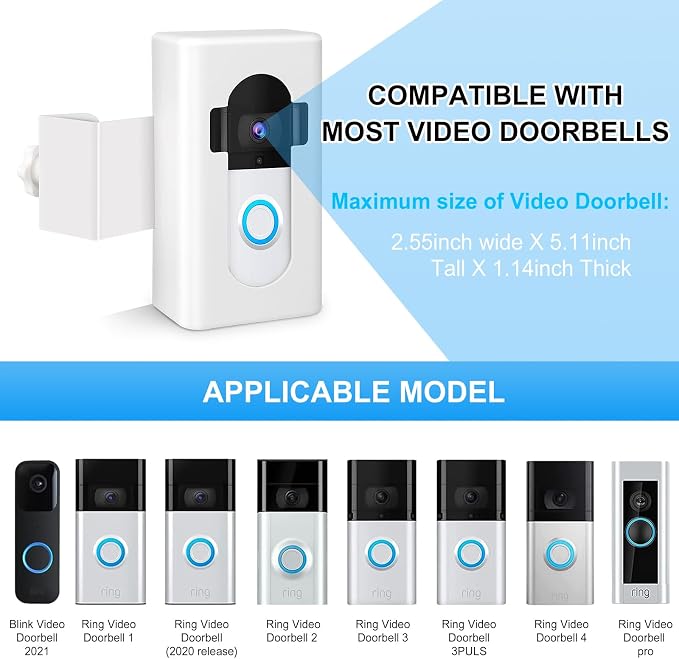 Anti-Theft Video Doorbell Door Mount, Doorbell No-Drill Mount Fit - Image 7
