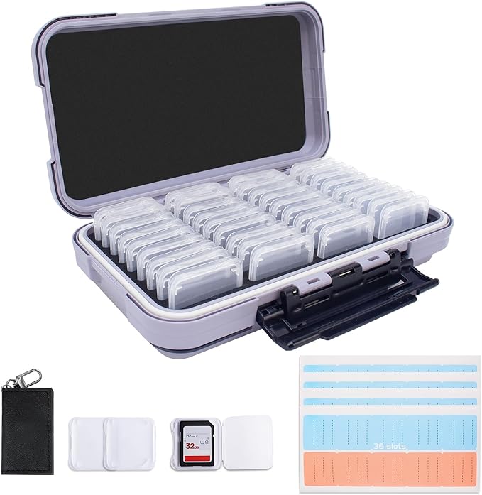36-Slot Gray Memory Card Case by Micscrew