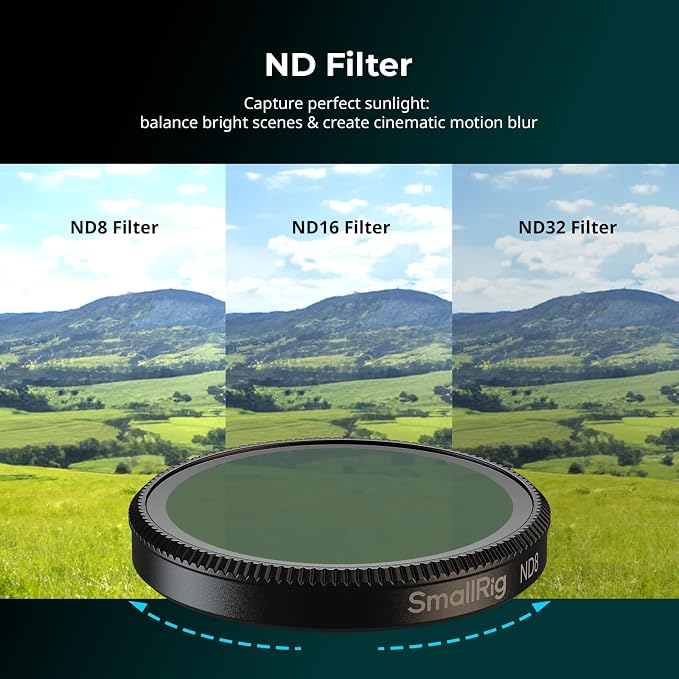 SmallRig Filter Kit for DJI Osmo Action 6, 6 Pack ND8 ND16 ND32 CPL UV 1/4 - Image 5
