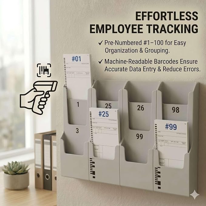 44100-10 Employee Time Cards, 10 Boxes of 100, Includes 1 Compatible 5000R - Image 5