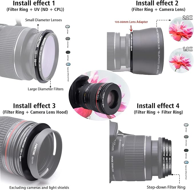 105mm Lens to 86mm Camera Lens Adapter, 105mm-86mm Filter Step-Down Ring - Image 6
