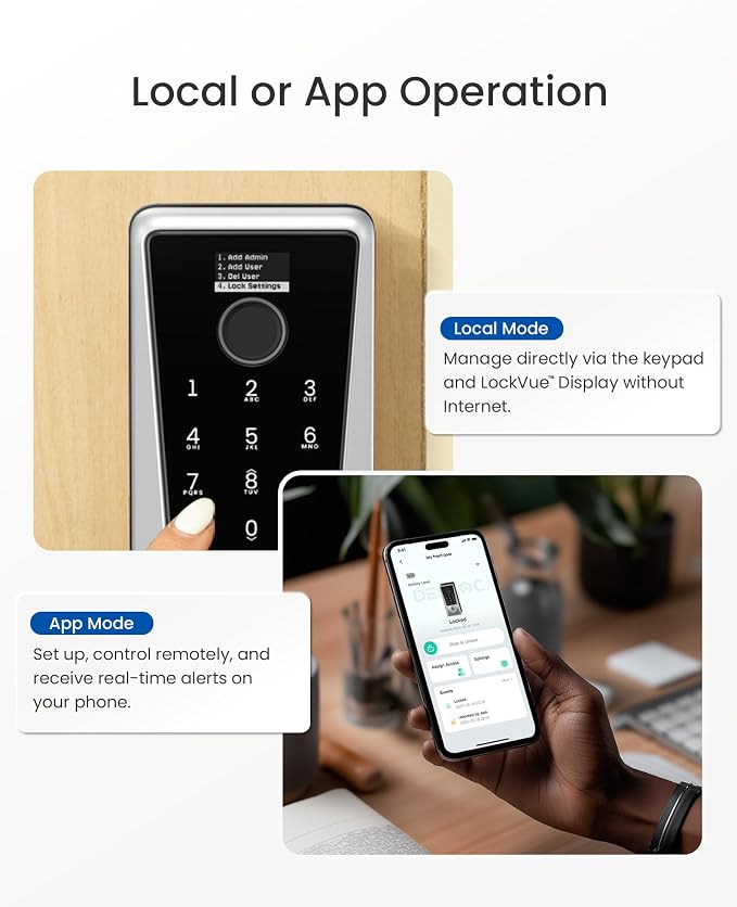 DESLOC Smart Lock D110 Plus, WiFi Fingerprint Smart Front Door Lock - Image 11