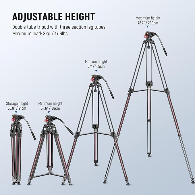NEEWER 79"/2m Video Camera Tripod - Image 2