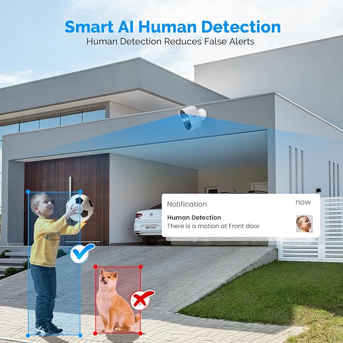 1080P Wireless Security Camera Outdoor, Battery Powered, AI Human Detection - Image 3