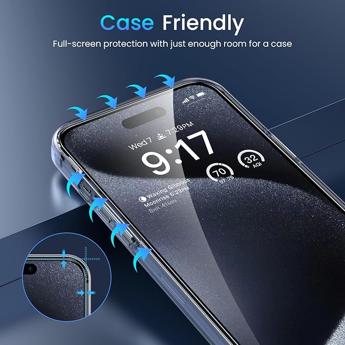 Fotbor [3+3 Pack for iPhone 15 Pro Screen Protector - Image 7