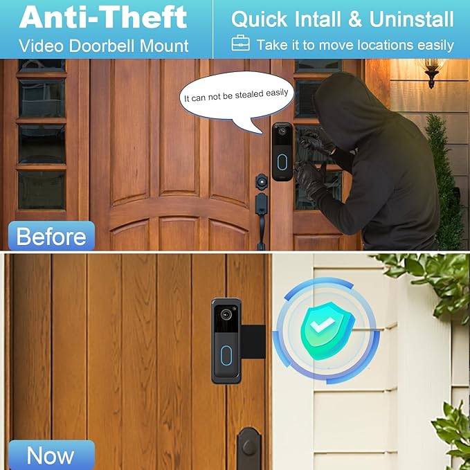 AISVAN Anti-Theft Blink Doorbell Door Mount, No-Drill Mounting Bracket - Image 6