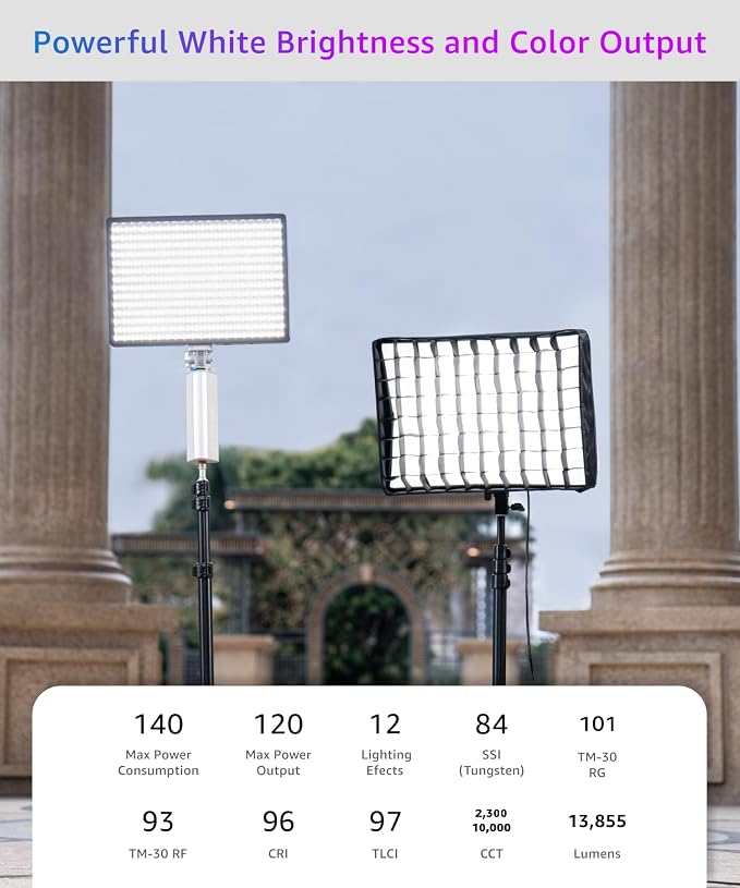 amaran Pano 120c Kit RGB LED Video Light, 120w Full Color Panel Light, Compact - Image 4